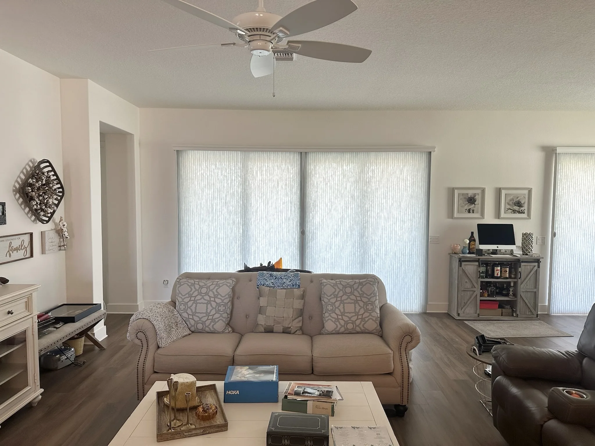 Hunter Douglas Vertiglide honeycomb shade on a slider door
